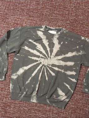KB tie dye crewneck sweatshirt contrast stitching casual relaxed boho hippie XL